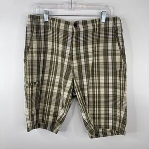 Dockers Mens Shorts Size‎ 32 Back Pockets Green Beige Golf Plaid